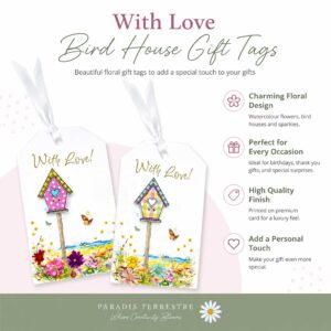 With Love Gift Tag - Embellished Bird House Design