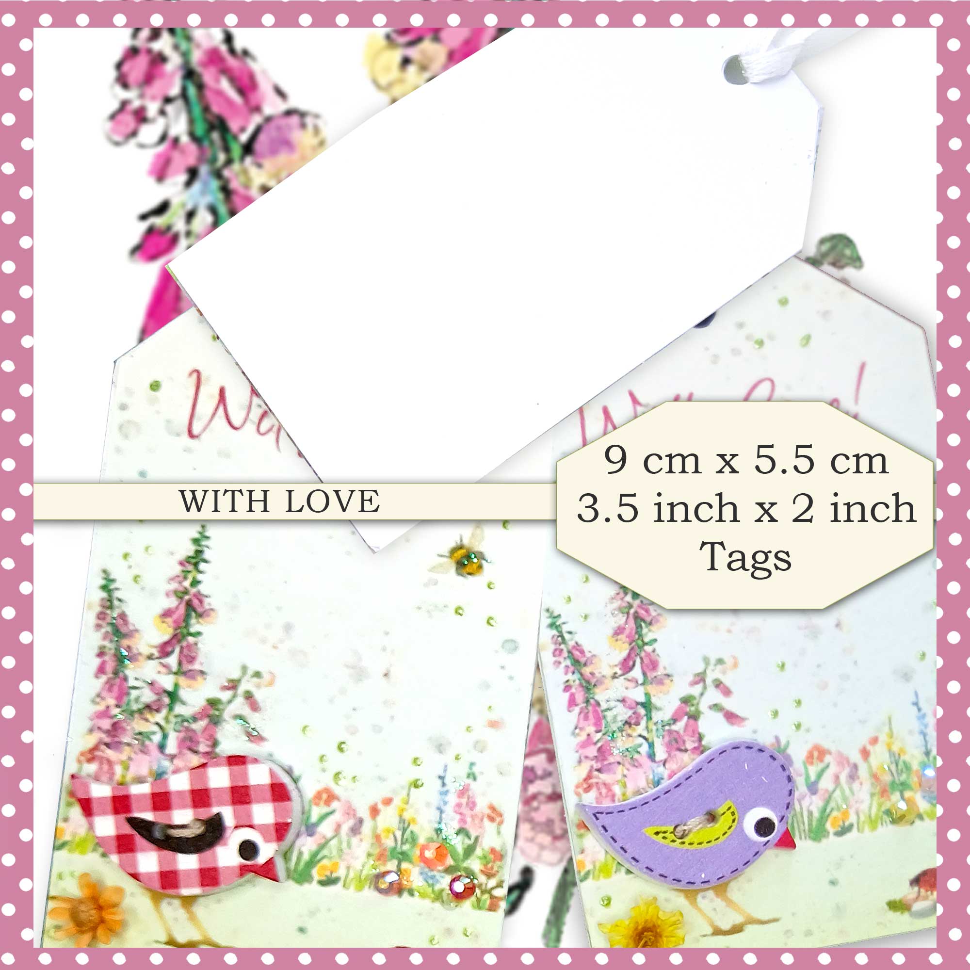 Embellished Bird Gift Tag-With Love Design
