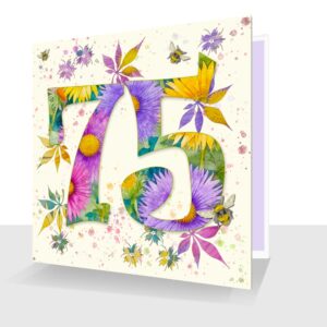 Colourful 75th Birthday Card: Beautifully Floral