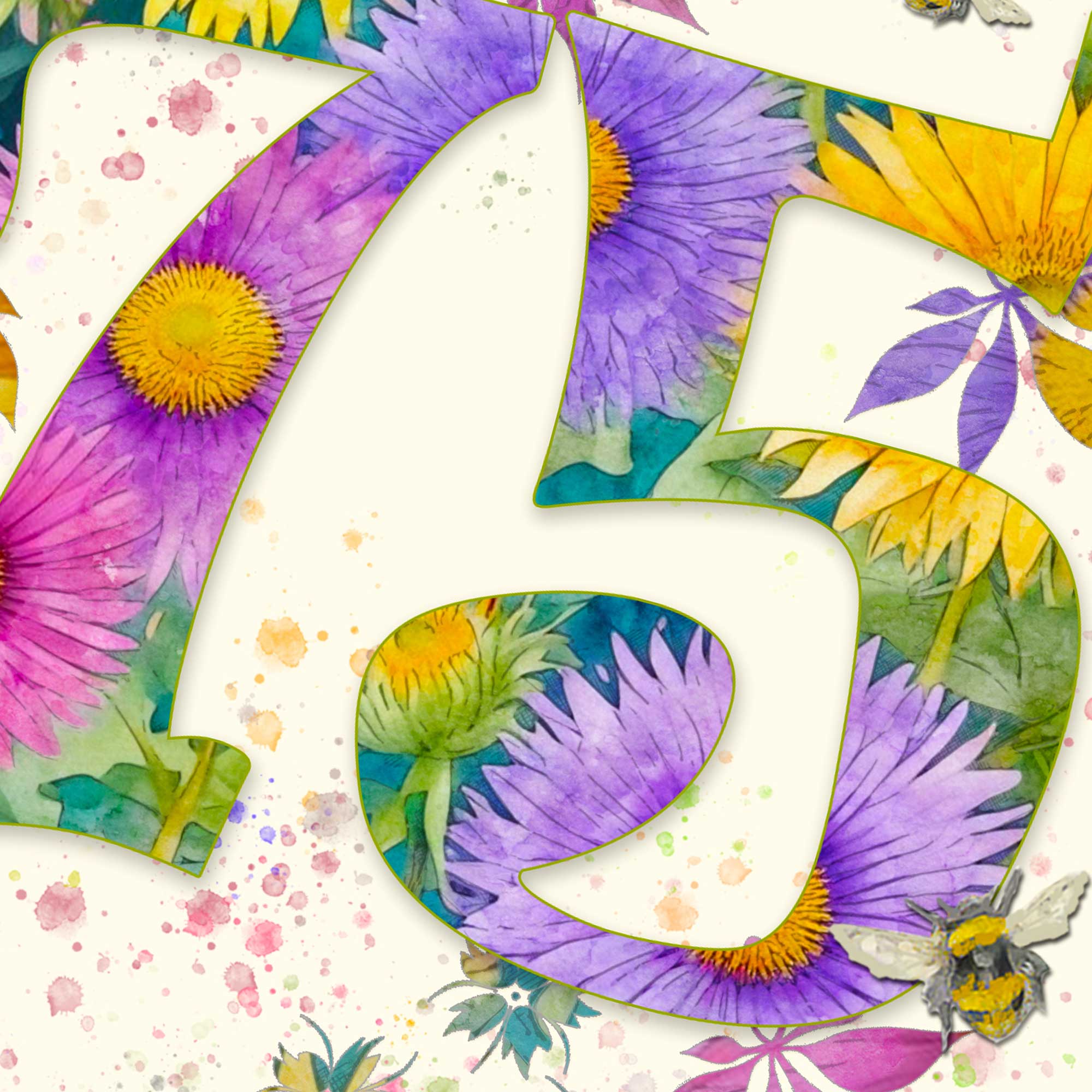 Colourful 75th Birthday Card: Beautifully Floral