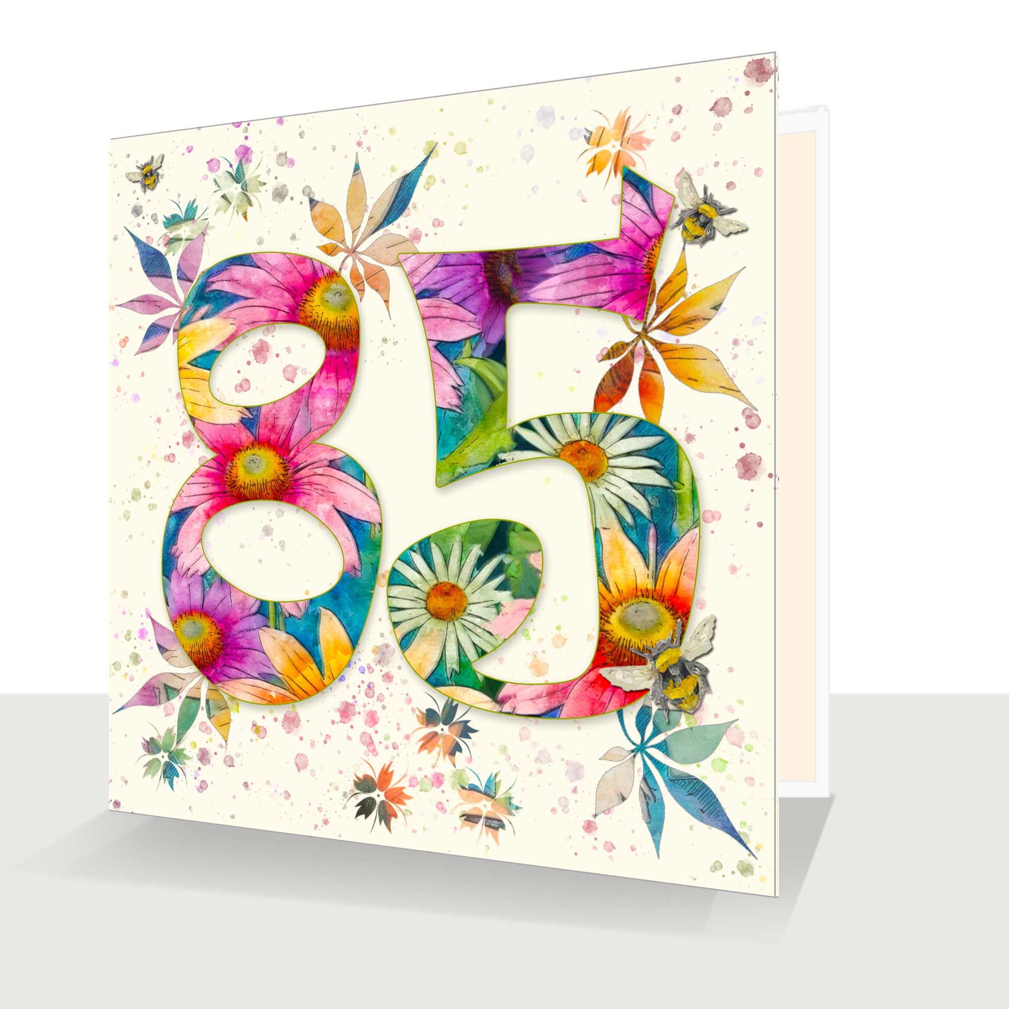 Colourful 85th Birthday Card: Beautifully Floral