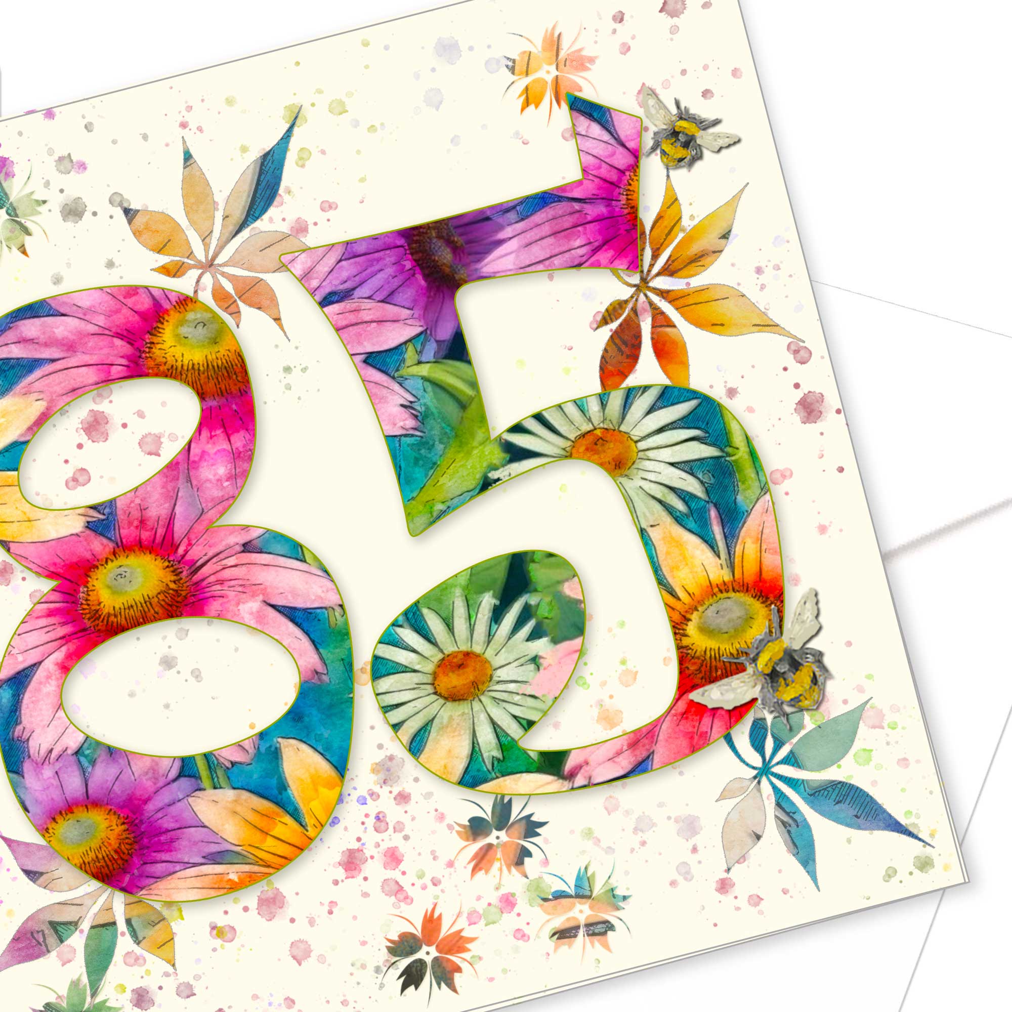 Colourful 85th Birthday Card: Beautifully Floral