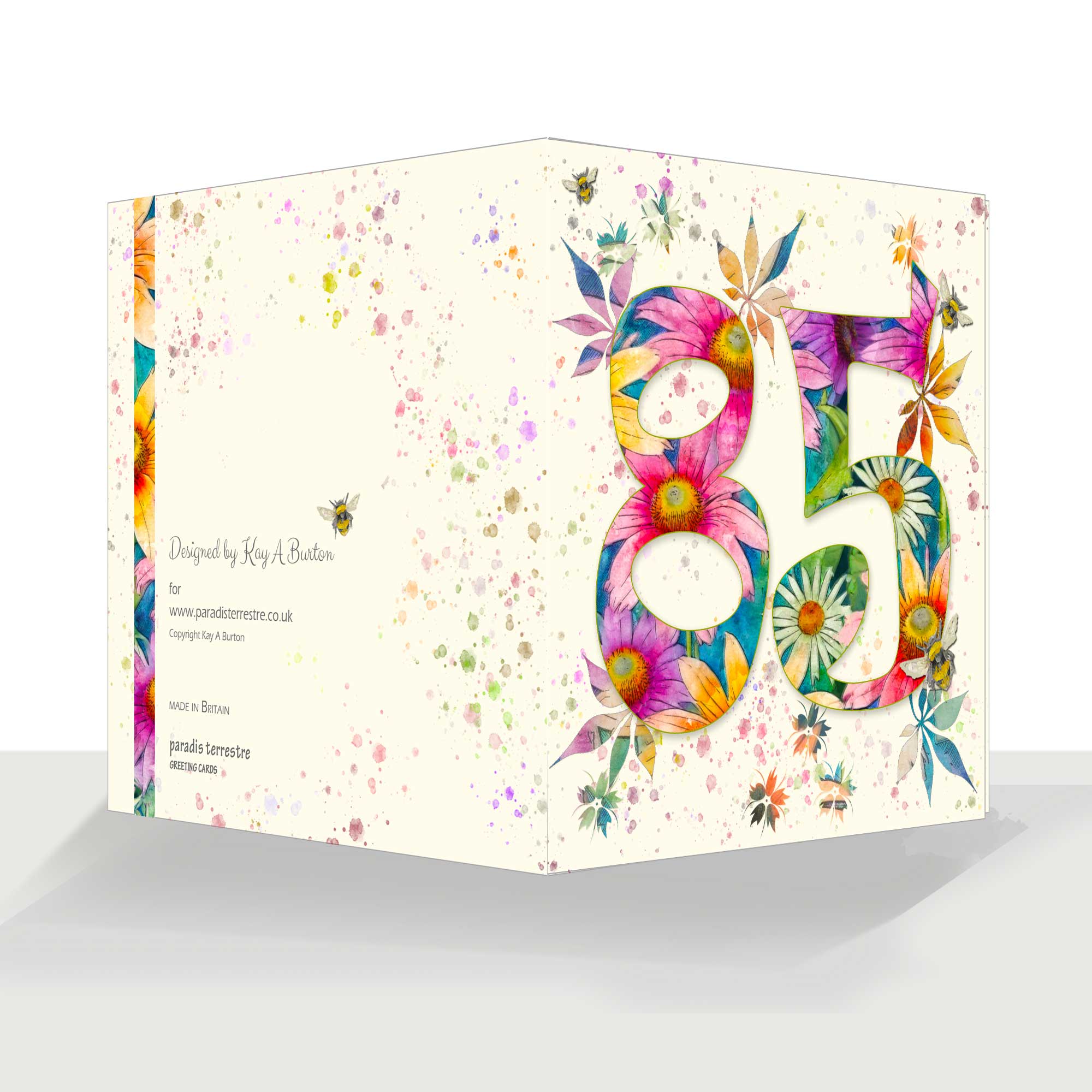 Colourful 85th Birthday Card: Beautifully Floral
