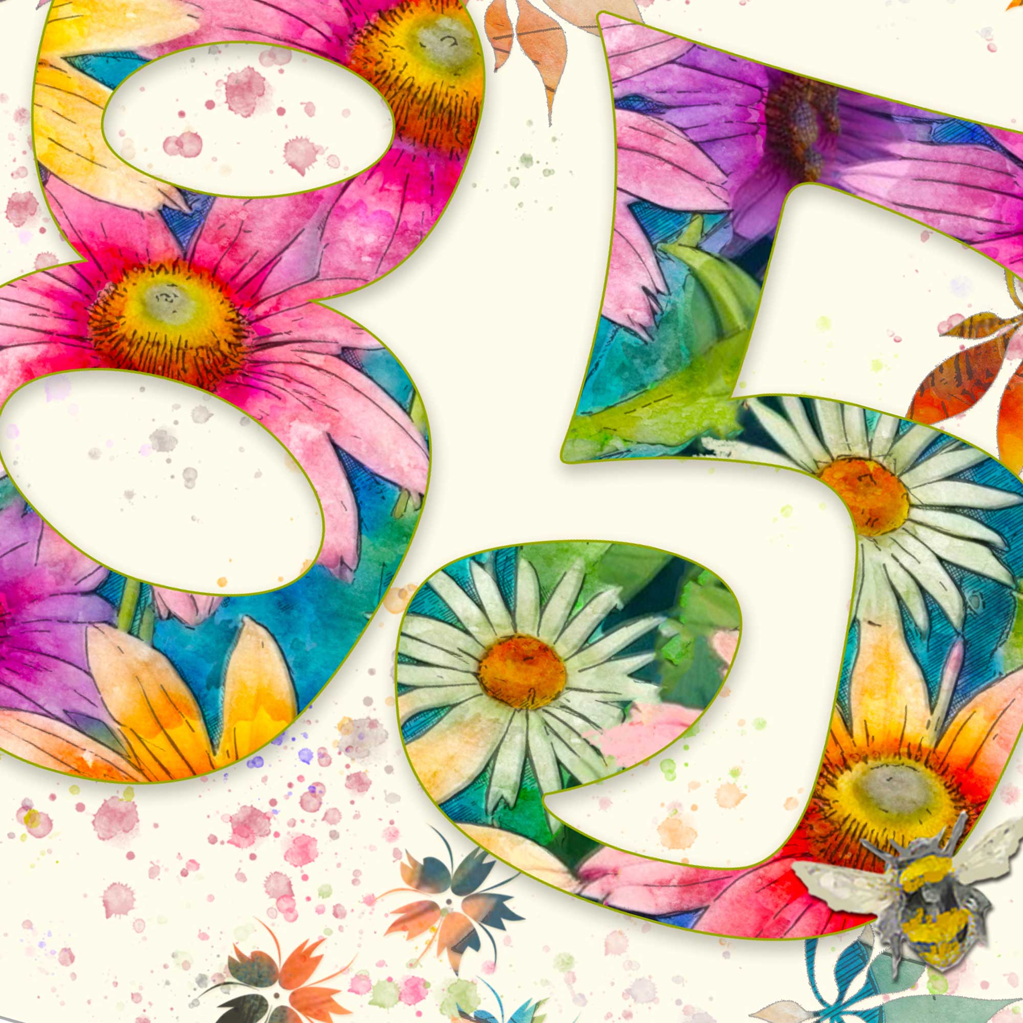 Colourful 85th Birthday Card: Beautifully Floral