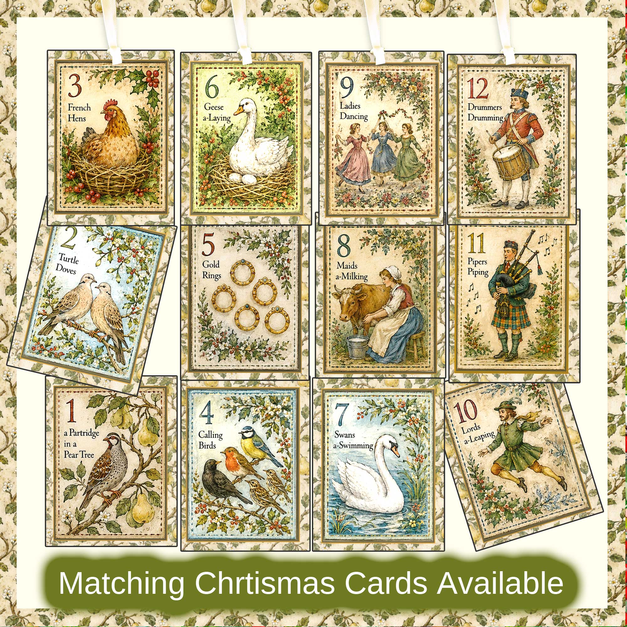 Unique Christmas Gift Tags - Twelve Days of Christmas