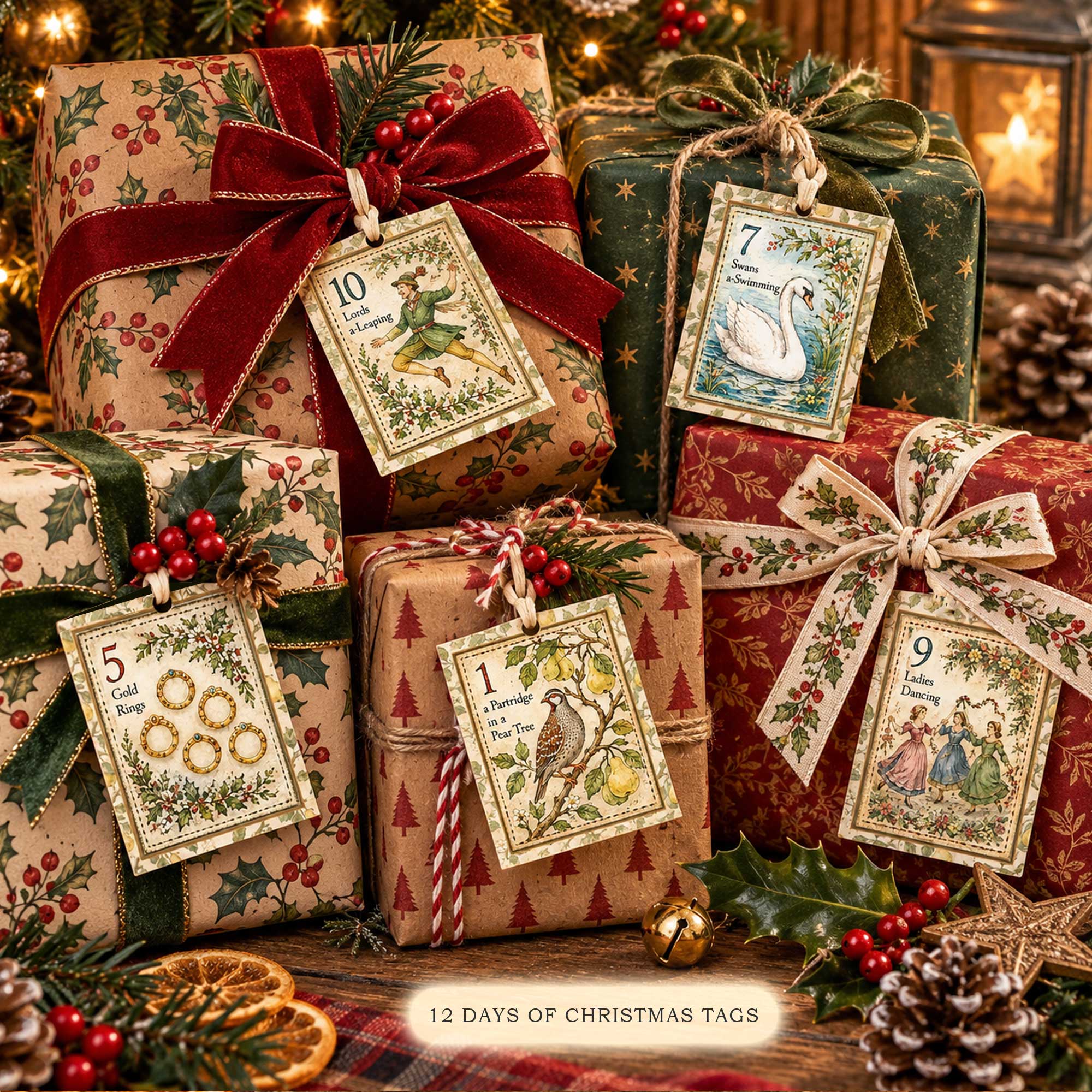 Unique Christmas Gift Tags - Twelve Days of Christmas