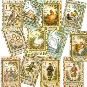 Twelve days of Christmas Cards 12 Pack - One of Each Design