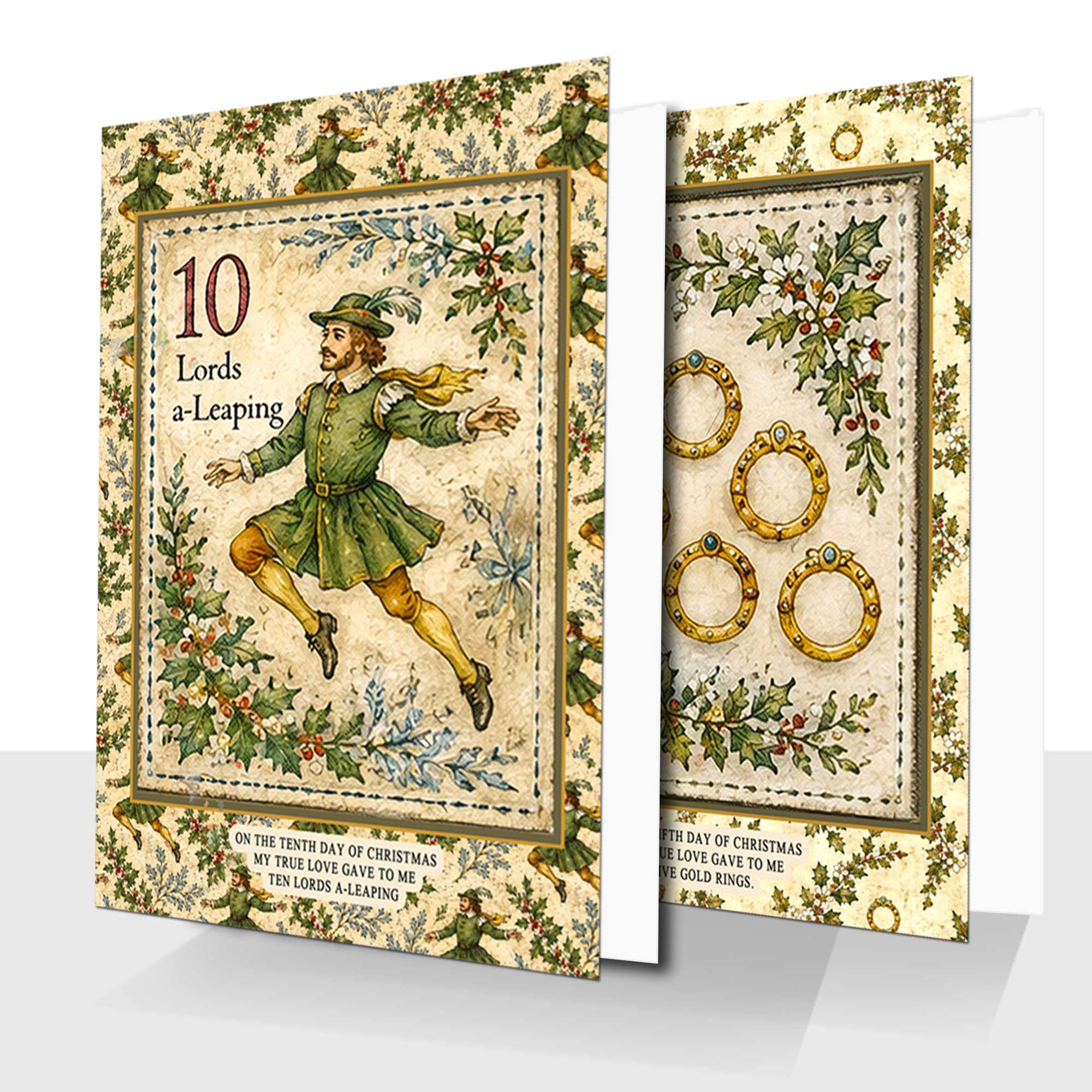 Twelve days of Christmas Cards 12 Pack - One of Each Design