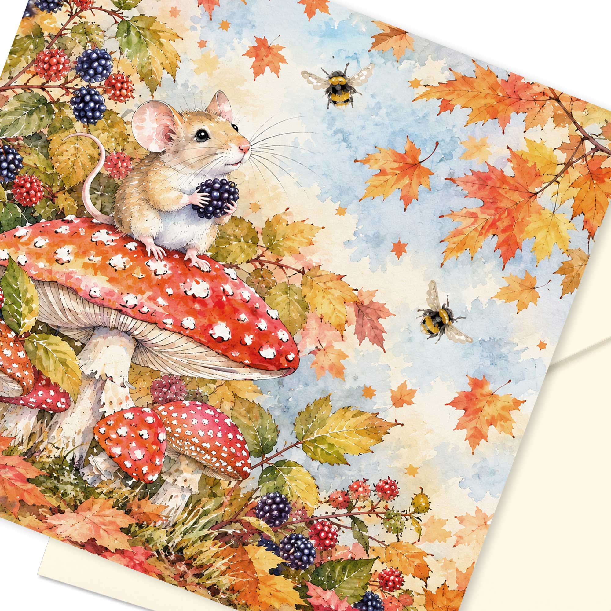 Autumn Mouse Greeting Card - Any Occasion Card - Autumn Birthday