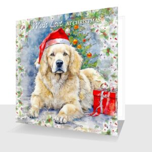 With Love at Christmas Golden Retriever Luxury Dog Christmas Card