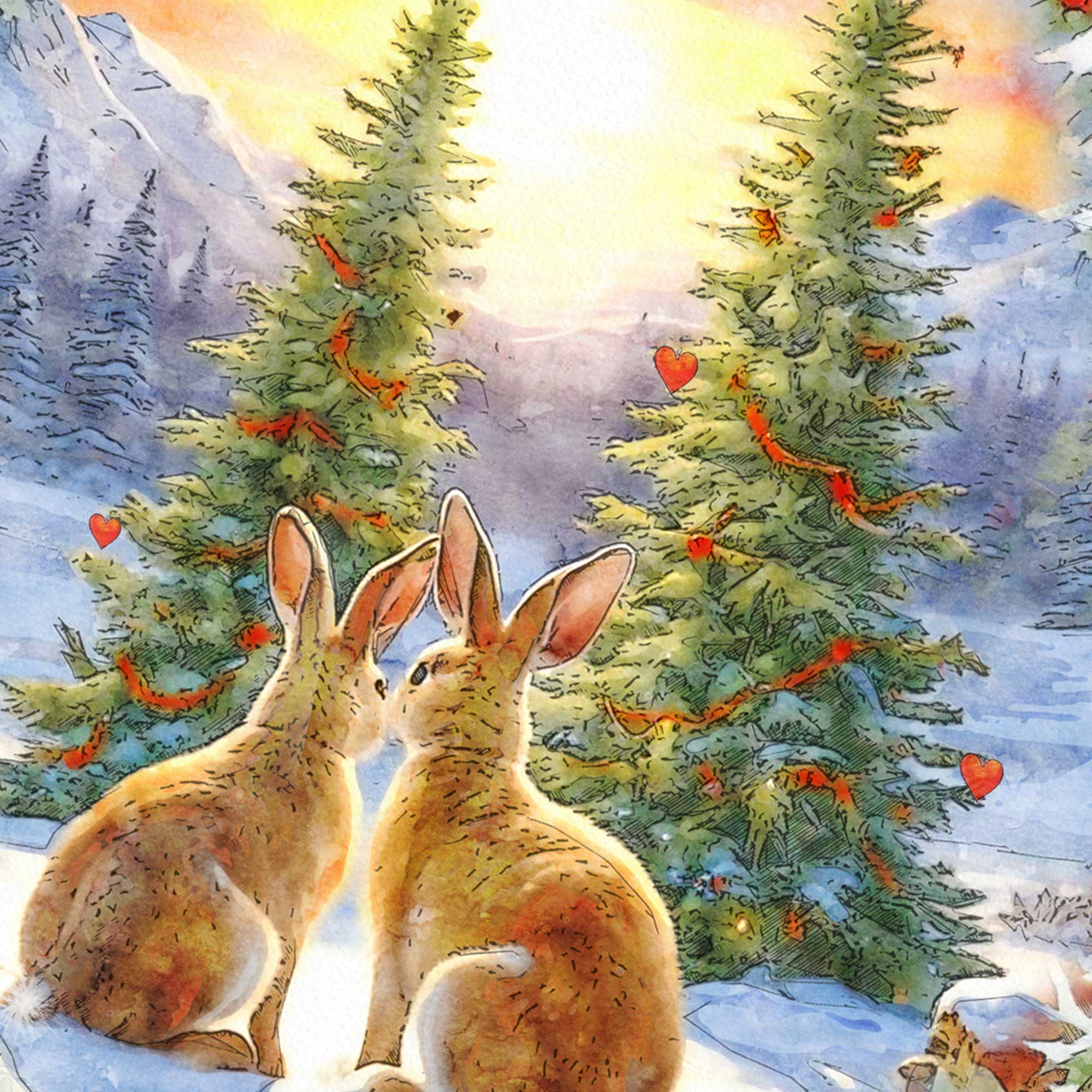 To My Wonderful Wife Happy Christmas - Wonderful Wife Christmas Card – Cute Rabbits