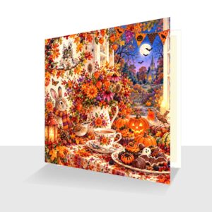 Autumn Afternoon Tea Card - Any Occasion Card - Halloween - Autumn Birthday