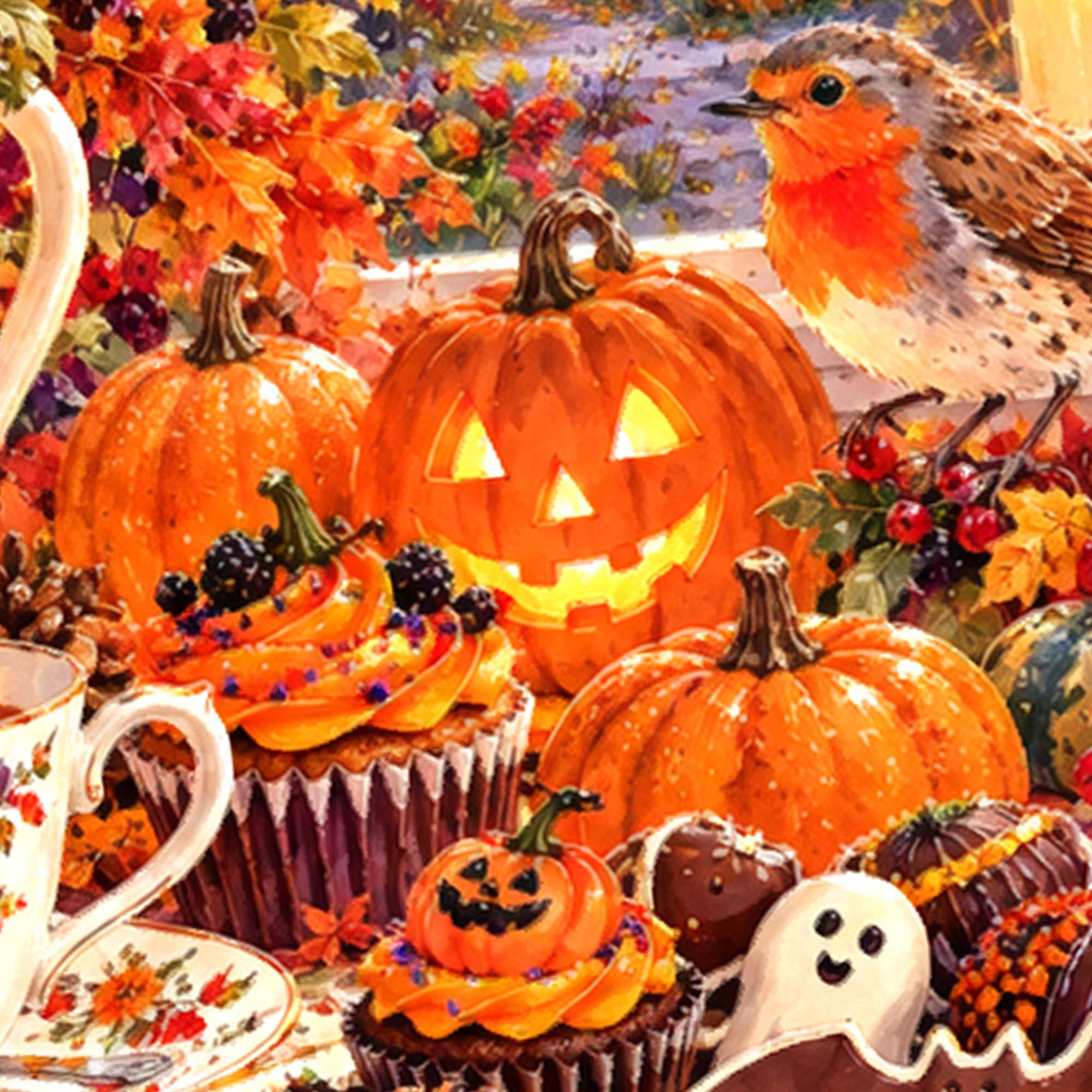 Autumn Afternoon Tea Card - Any Occasion Card - Halloween - Autumn Birthday