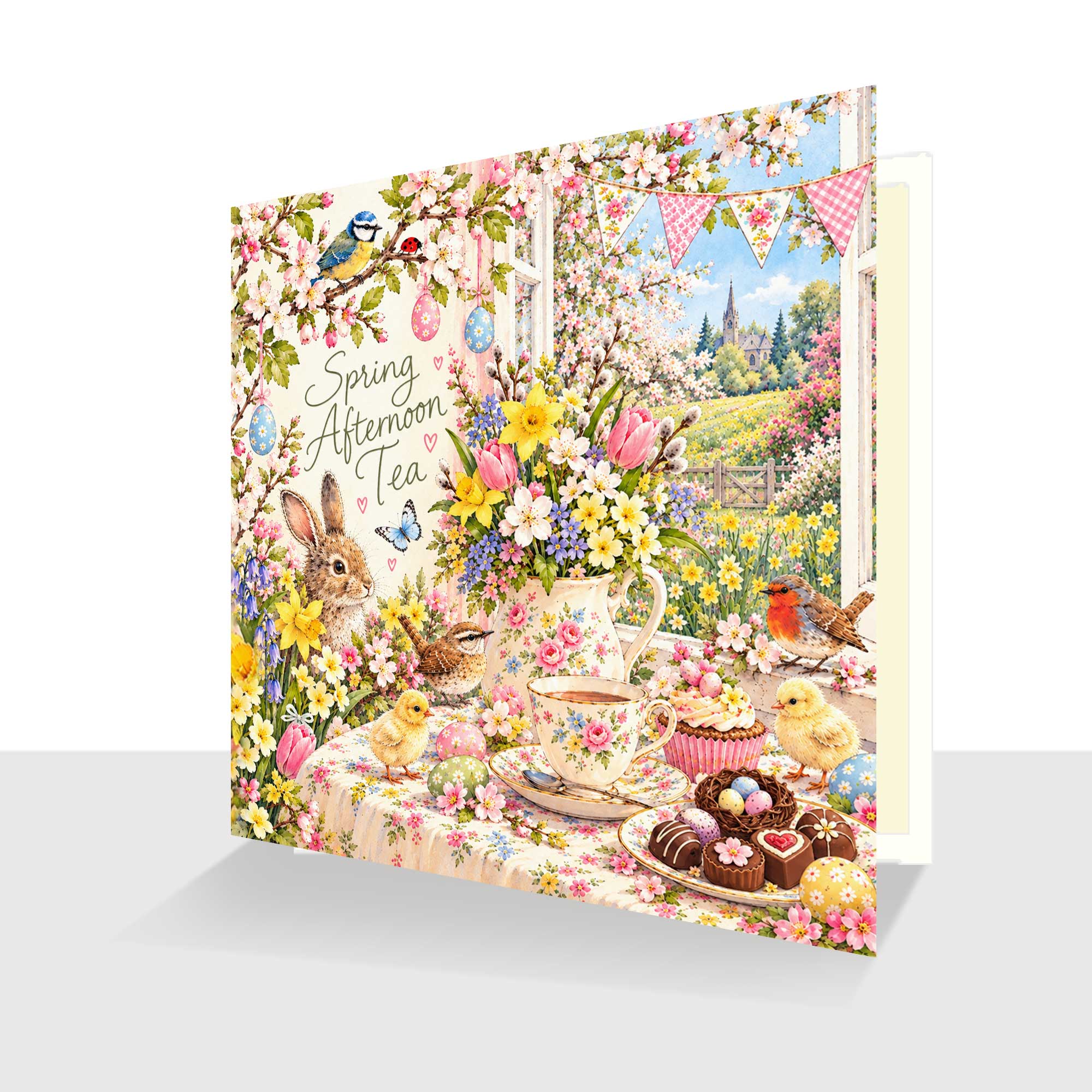Spring Afternoon Tea Card - Quality Celebration Card - Easter - Matching Tag Option