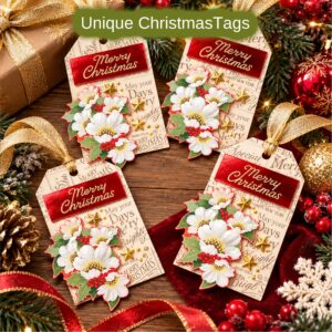Christmas Roses Gift Tags - Unique Four Tag Pack