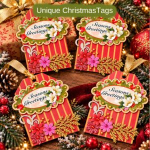 Luxury Seasons Greetings Gift Tags - Unique Four Tag Pack