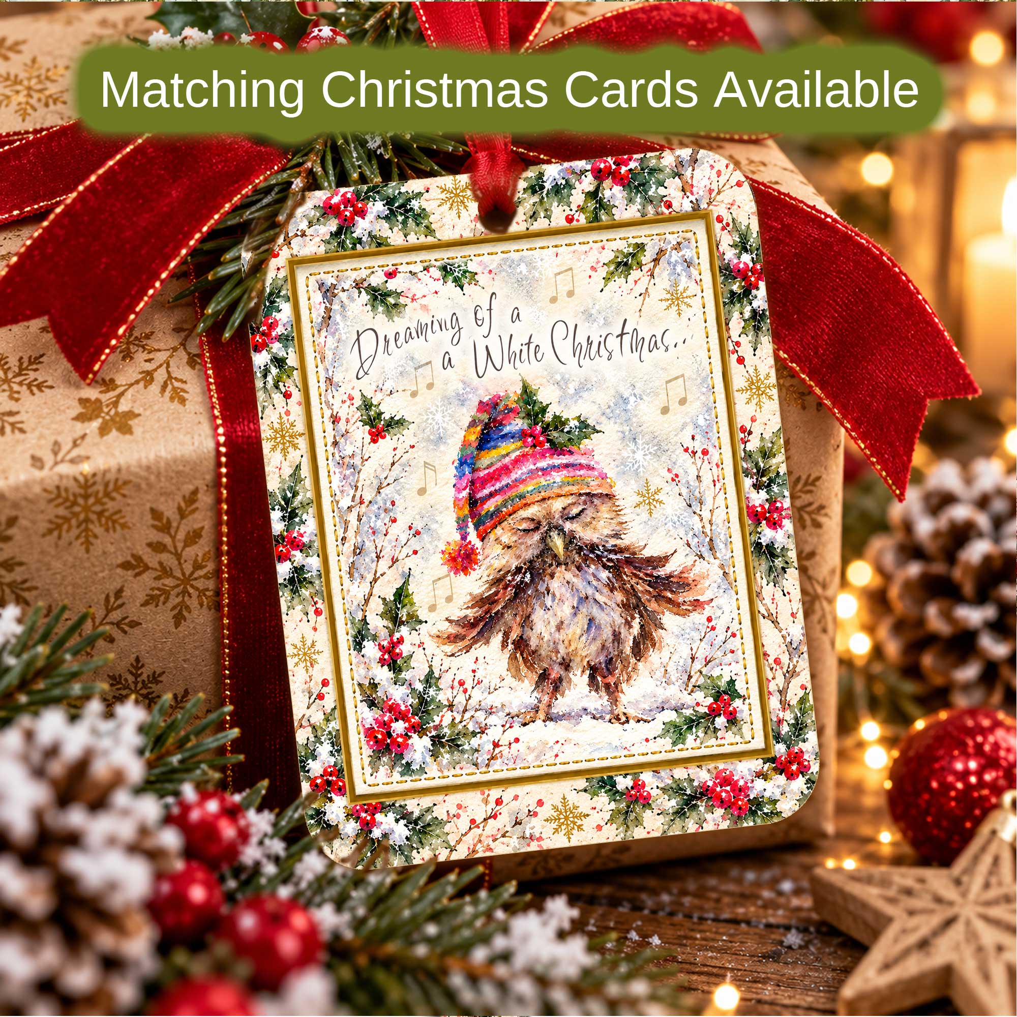 Christmas Owl Gift Tags - Four Tag Pack Dreaming