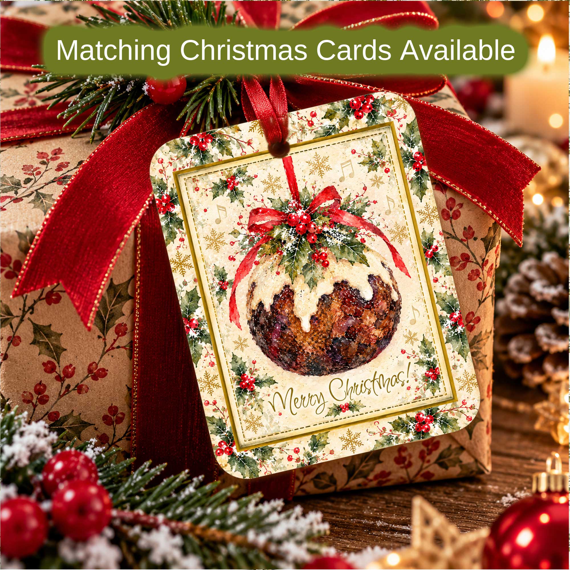 Christmas Pudding Gift Tags - Four Tag Pack