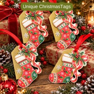 Christmas Socking's Gift Tags - Large Unique Four Tag Pack