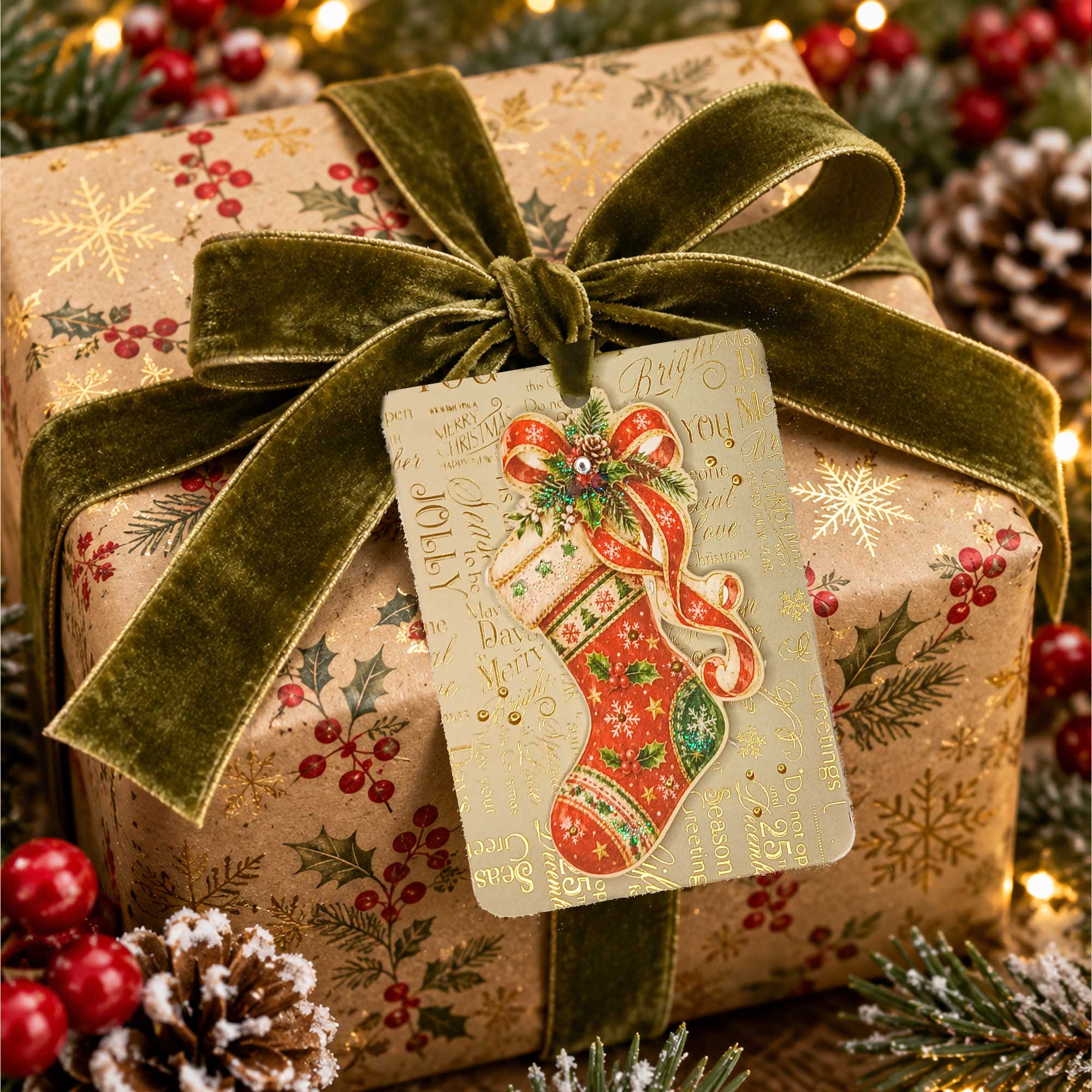 Christmas Socking's Gift Tags - Unique Four Tag Pack