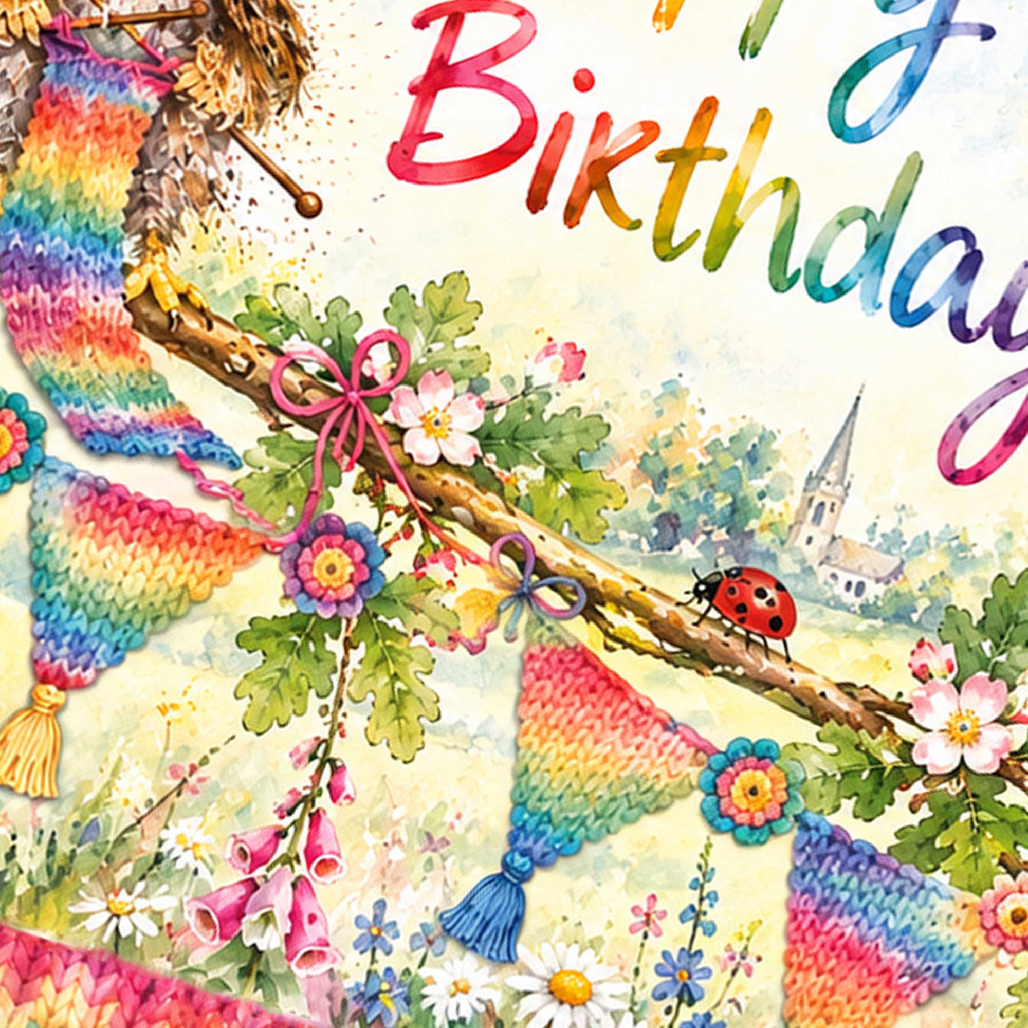 Happy Birthday Knitting Card: Birthday Bunting