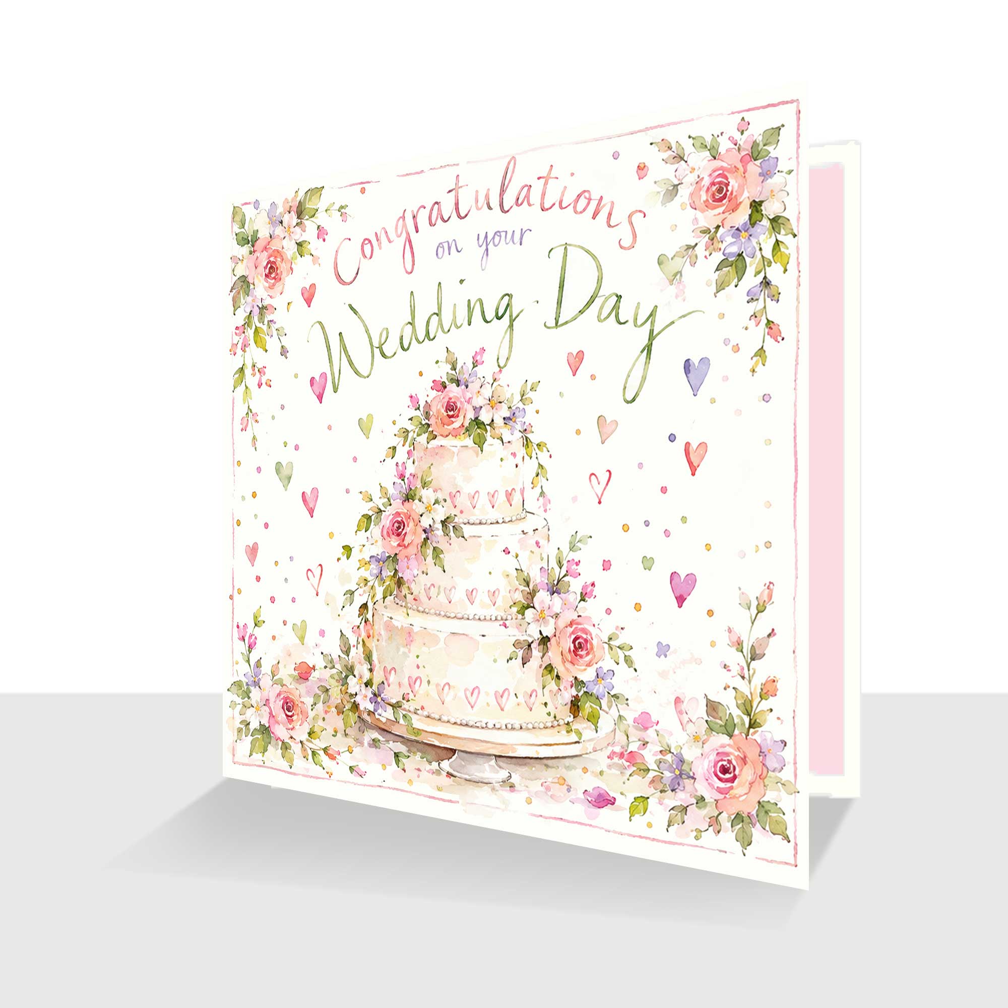 Pretty Wedding Day Card: Wedding Cake
