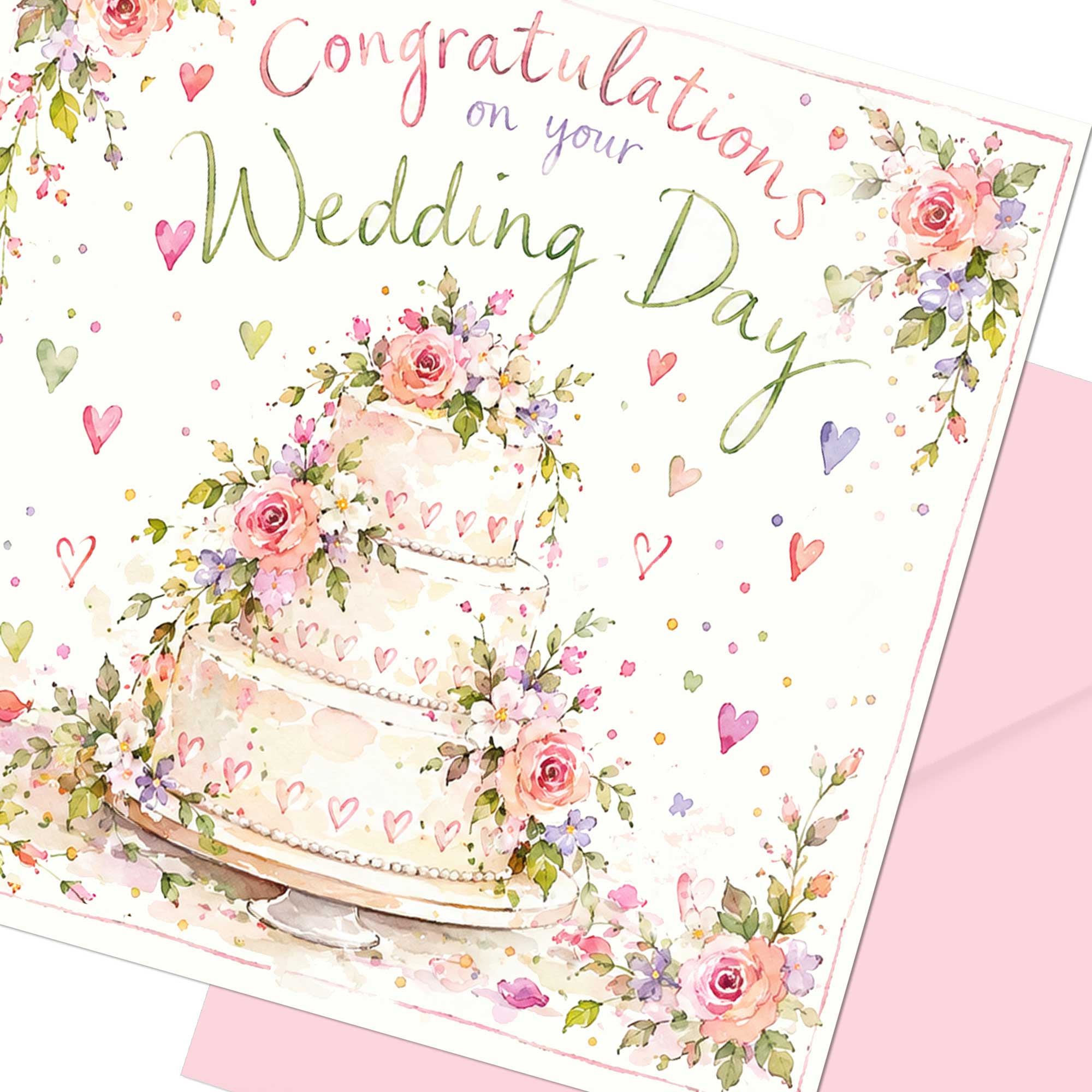 Pretty Wedding Day Card: Wedding Cake