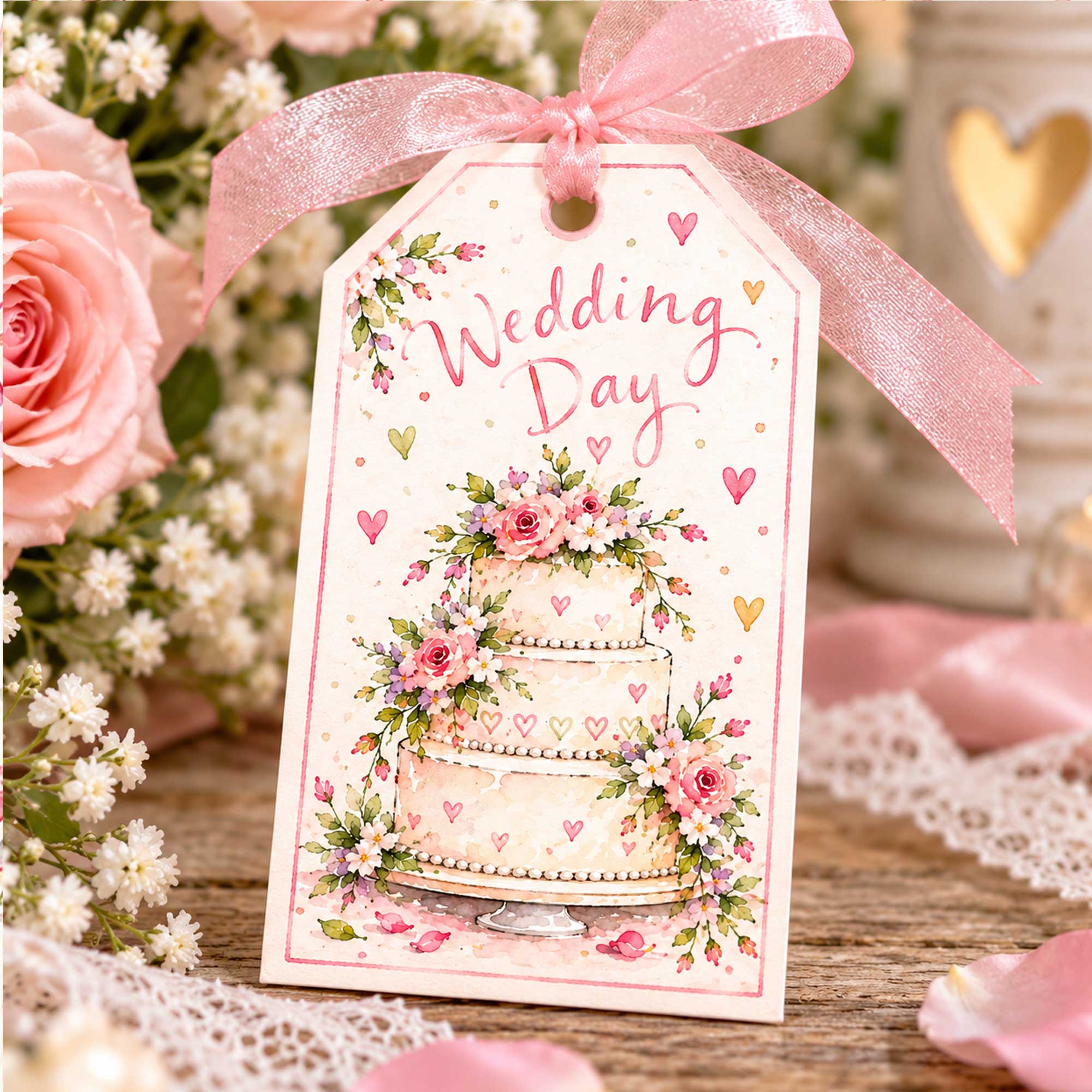 Pretty Wedding Day Card: Wedding Cake